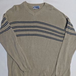 Pdot Men's V-Neck Striped Sweater